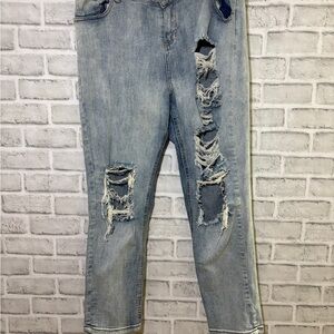 Urban Heritage Light Blue Distressed girlfriend low rise  Jeans
